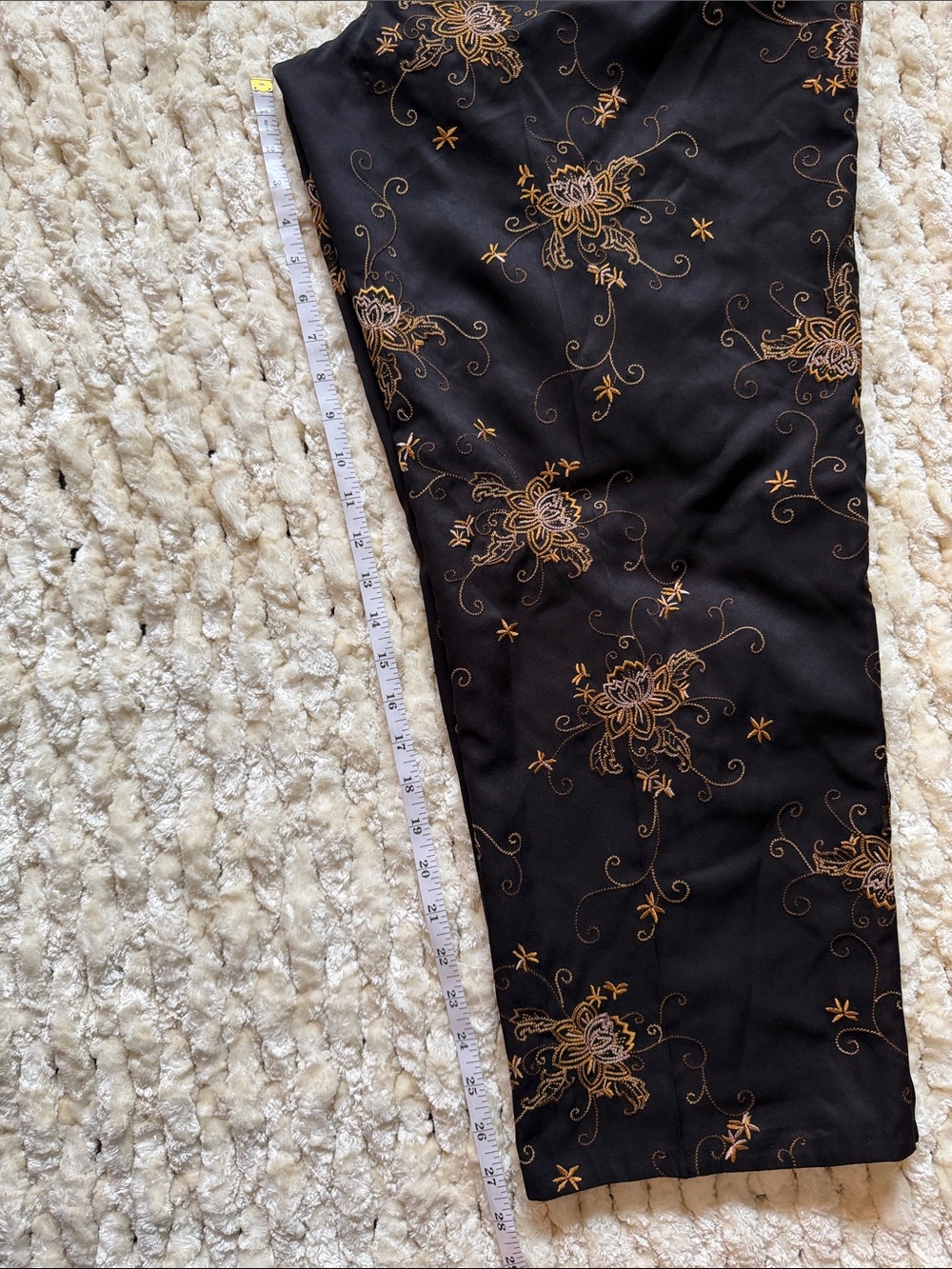 Coldwater Creek P14 Black Embroidered Floral Dress Pants - Picture 7 of 11